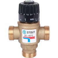 Stout Термостатический смесительный клапан для систем отопления и ГВС 3/4" НР 20-43°С KV 1,6 SVM-0120-164320 
