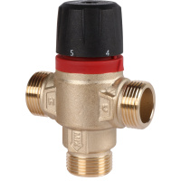 Rommer Термостатический смесительный клапан для систем отопления и ГВС 3/4  НР 30-65°С KV 1,8 (центральное смешивание) 