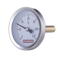 Термометр Rommer биметаллический с погружной гильзой. Корпус Dn 63 мм, гильза 50 мм 1/2 , 0...120°С 