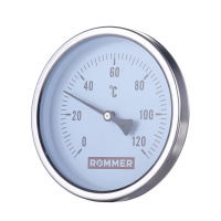 Термометр Rommer биметаллический с погружной гильзой. Корпус Dn 63 мм, гильза 50 мм 1/2 , 0...120°С 
