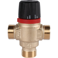 Rommer Термостатический смесительный клапан для систем отопления и ГВС 3/4  НР 20-43°С KV 1,6 (боковое смешивание) 