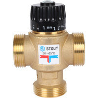 Stout Термостатический смесительный клапан для систем отопления и ГВС 1 1/4" НР 30-65°С KV 3,5 SVM-0125-356532 