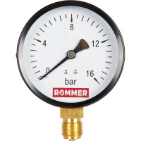 Манометр Rommer радиальный. Корпус Dn 100 мм 1/2 , 0...16 бар, кл.2.5 