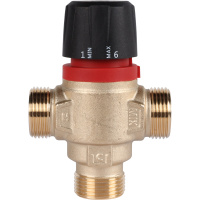 Rommer Термостатический смесительный клапан для систем отопления и ГВС 3/4 НР 35-60°С KV 1,6 (боковое смешивание) 